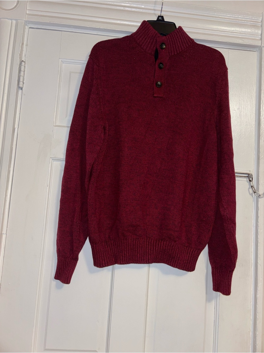 Izod Men's Burgundy Turtleneck Button Sweater